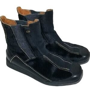 Tecnica Womens Boots Black Suede Pull On Fur Trim Sz 6 Winter Outdoor Gorpcore